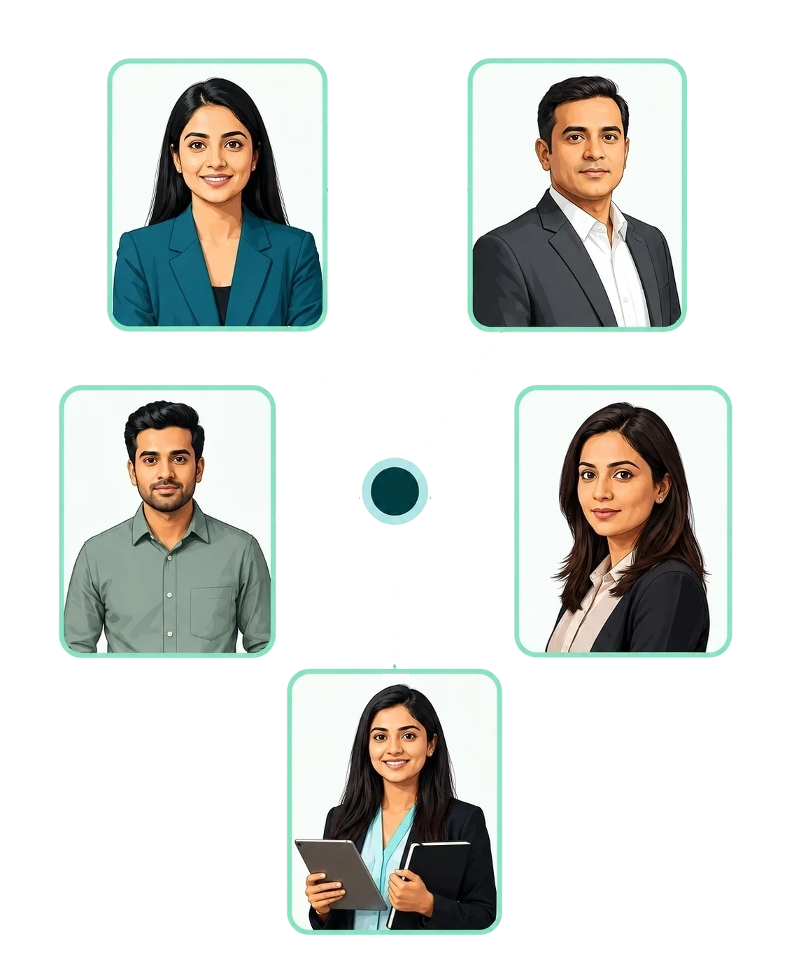 Domain specialists arranged around a shared review, the people in the loop behind LabelFort annotation.